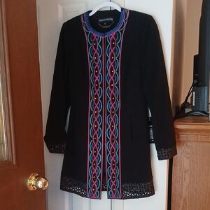 Pamela McCoy Black Jacket with Colorful Embroidery